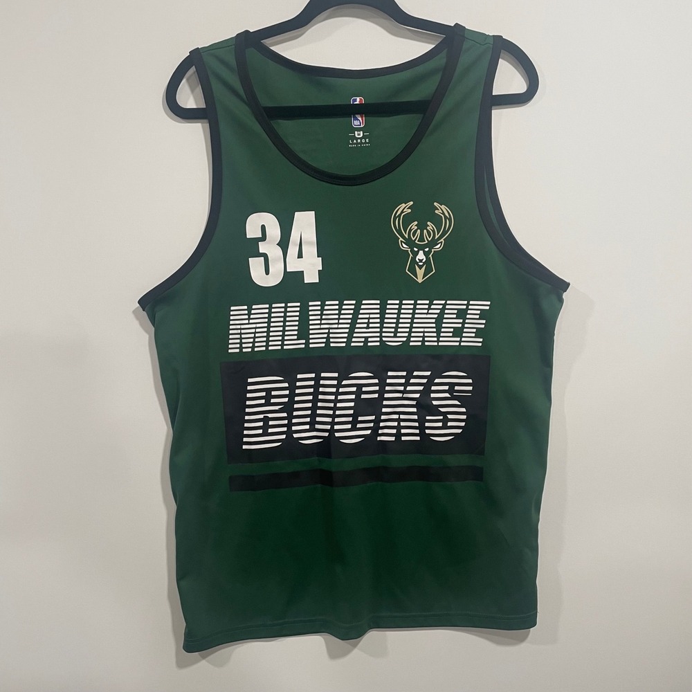 NBA Milwaukee Bucks Giannis Antetokounmpo 34 Tank Top Green Mens Large